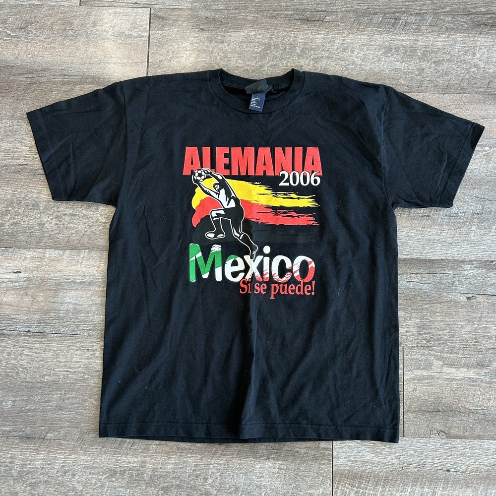 Mexico Soccer T-Shirt Men Size Large FIFA World Cup Fútbol Germany 2006 Black